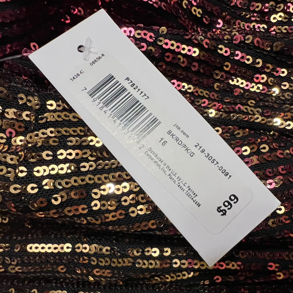 Premier Amour wrap sequins dress ombre gold red (burgandy) holiday party 16 NWT - Picture 8 of 11